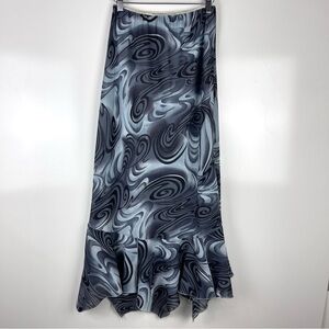 Y2K Swirl Marble Print Maxi Skirt Ruffle Hem Coquette Size Medium Whimsigoth